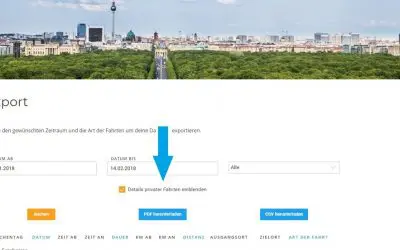 Details privater Fahrten ein- und ausblendbar.