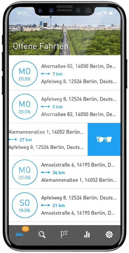 Privatfahrten zuordnen in der App