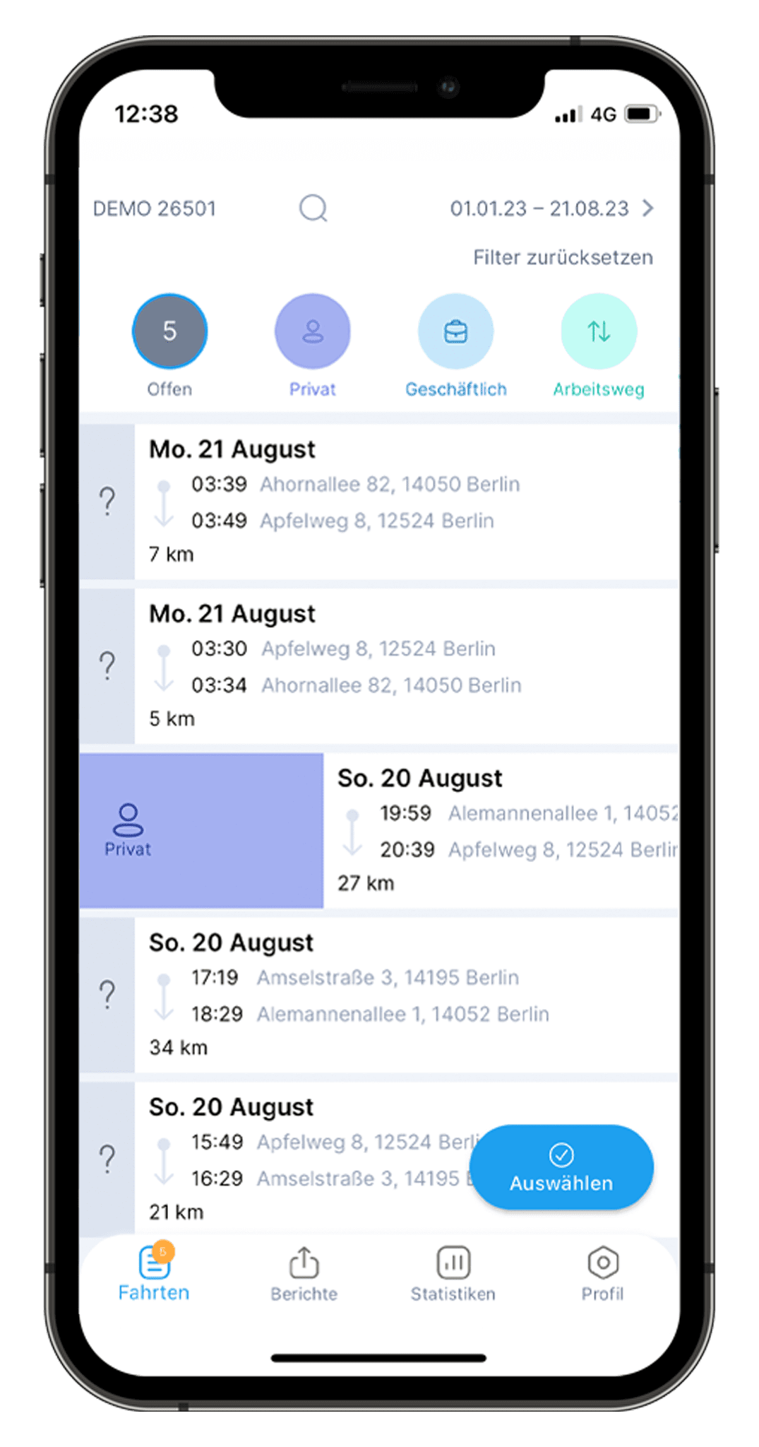 Private Fahrten in der AutoLogg App zuweisen - So geht's