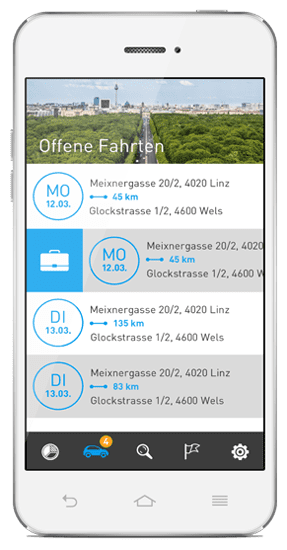 Einfache Zuordnung von Dienstfahrten, Privatfahrten, Arbeitsweg etc.