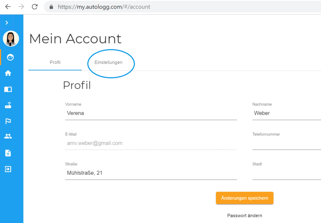 Einstellungen AutoLogg - Bearbeitung im web aktivieren