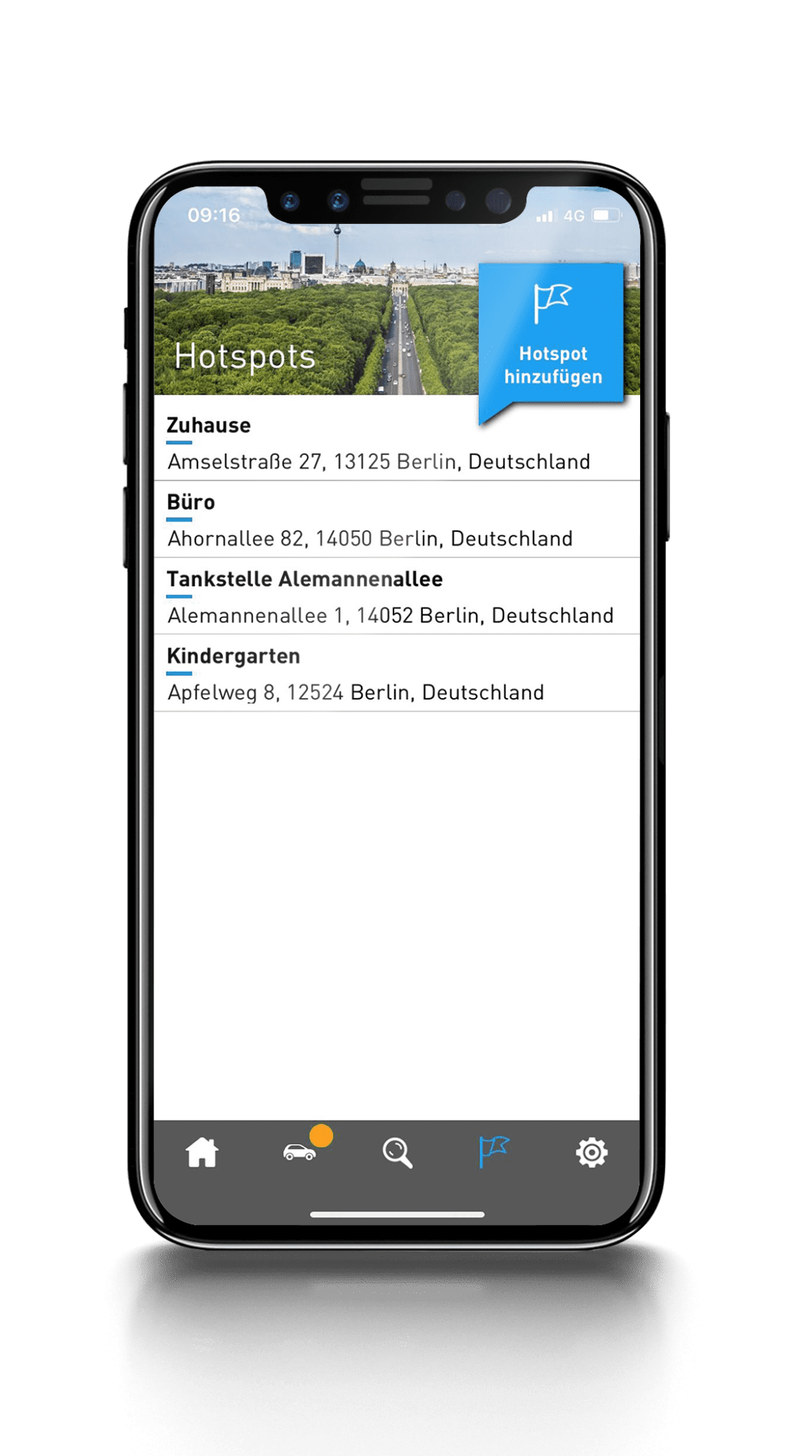 AutoLogg App - Hotspots anlegen