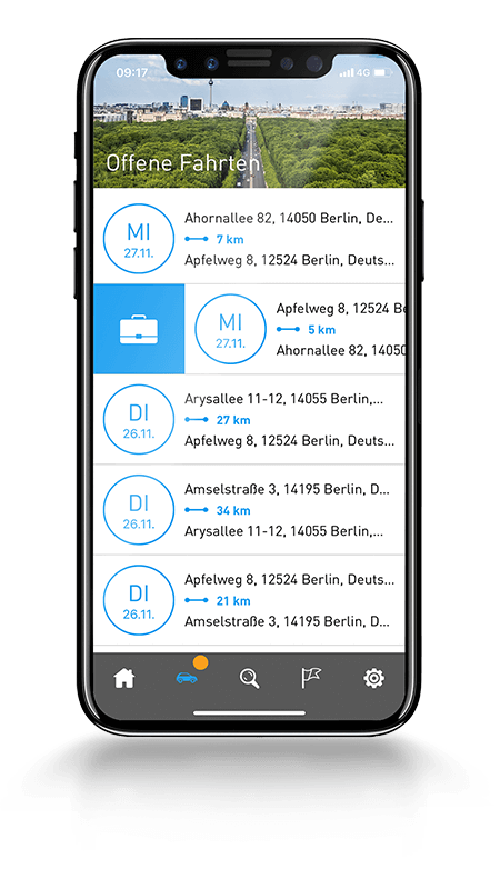 Einfache Zuordnung von Dienstfahrten, Privatfahrten, Arbeitsweg etc.