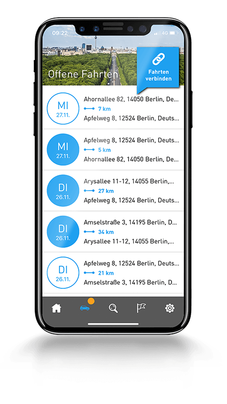 AutoLogg App - Fahrten verbinden